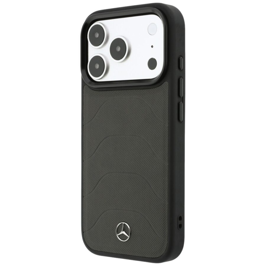 Etui Mercedes Leather Mesh with Bow Line MagSafe do Iphone 18 Pro/ 17 Pro antracytowy