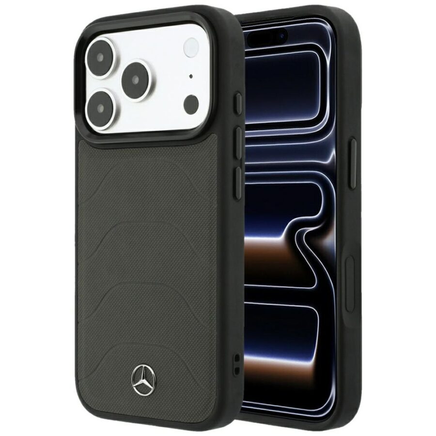 Etui Mercedes Leather Mesh with Bow Line MagSafe do Iphone 18 Pro Max/ 17 Pro Max antracytowy