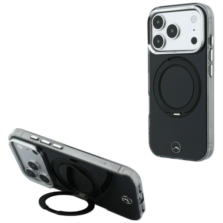 Etui Mercedes Ring Stand Iconic Logo MagSafe do iPhone 18 Pro / 17 Pro czarny