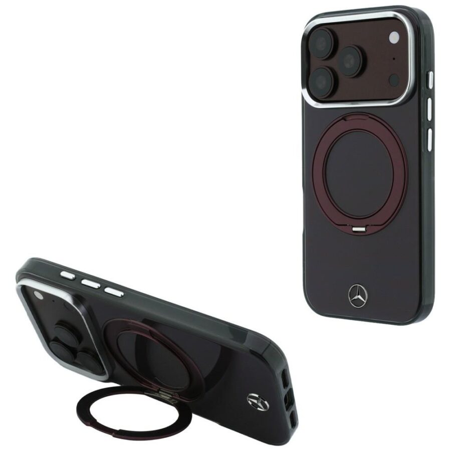 Etui Mercedes Ring Stand Iconic Logo MagSafe do iPhone 18 Pro / 17 Pro burgundowy