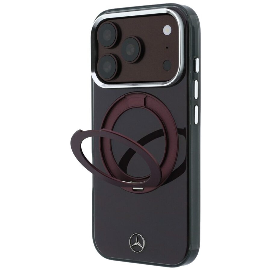 Etui Mercedes Ring Stand Iconic Logo MagSafe do iPhone 18 Pro / 17 Pro burgundowy