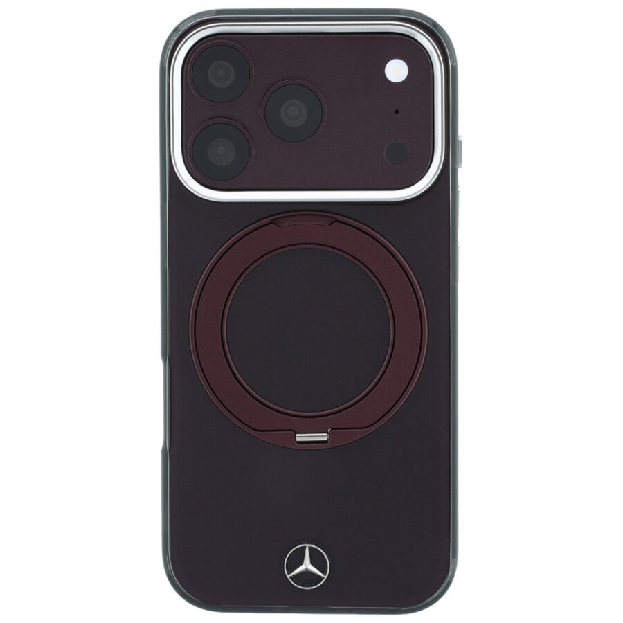 Etui Mercedes Ring Stand Iconic Logo MagSafe do iPhone 18 Pro / 17 Pro burgundowy