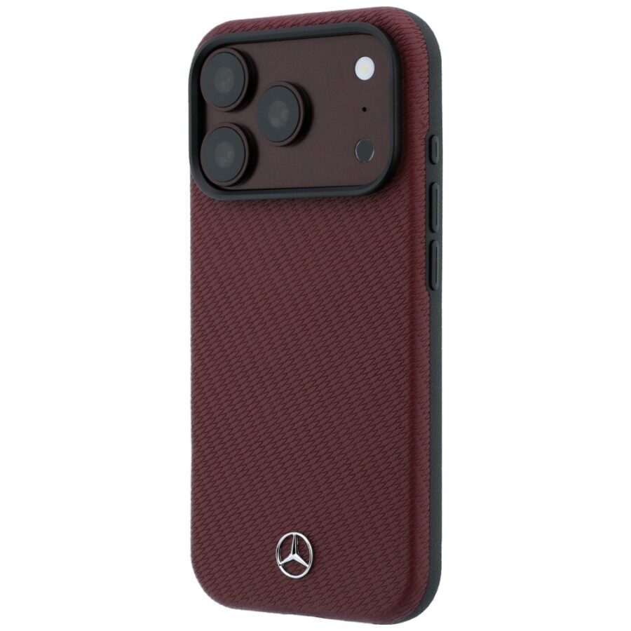 Zestaw etui + portfel Mercedes Grill Pattern Leather MagSafe do iPhone 18 Pro / 17 Pro burgundowy