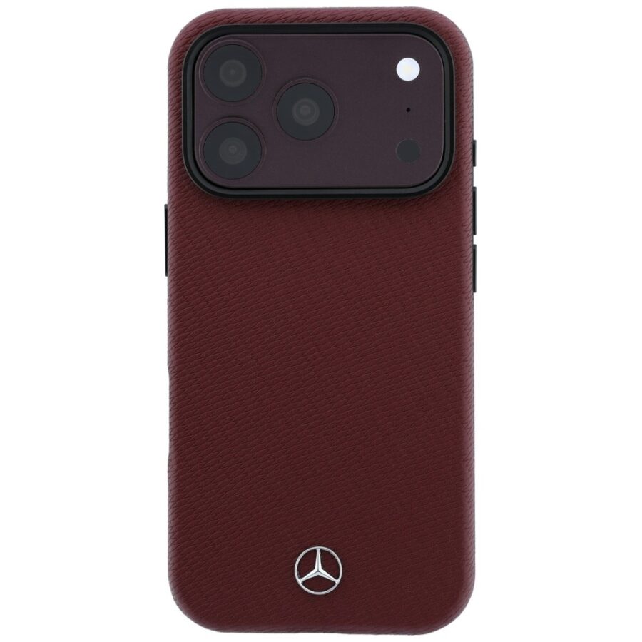 Zestaw etui + portfel Mercedes Grill Pattern Leather MagSafe do iPhone 18 Pro / 17 Pro burgundowy