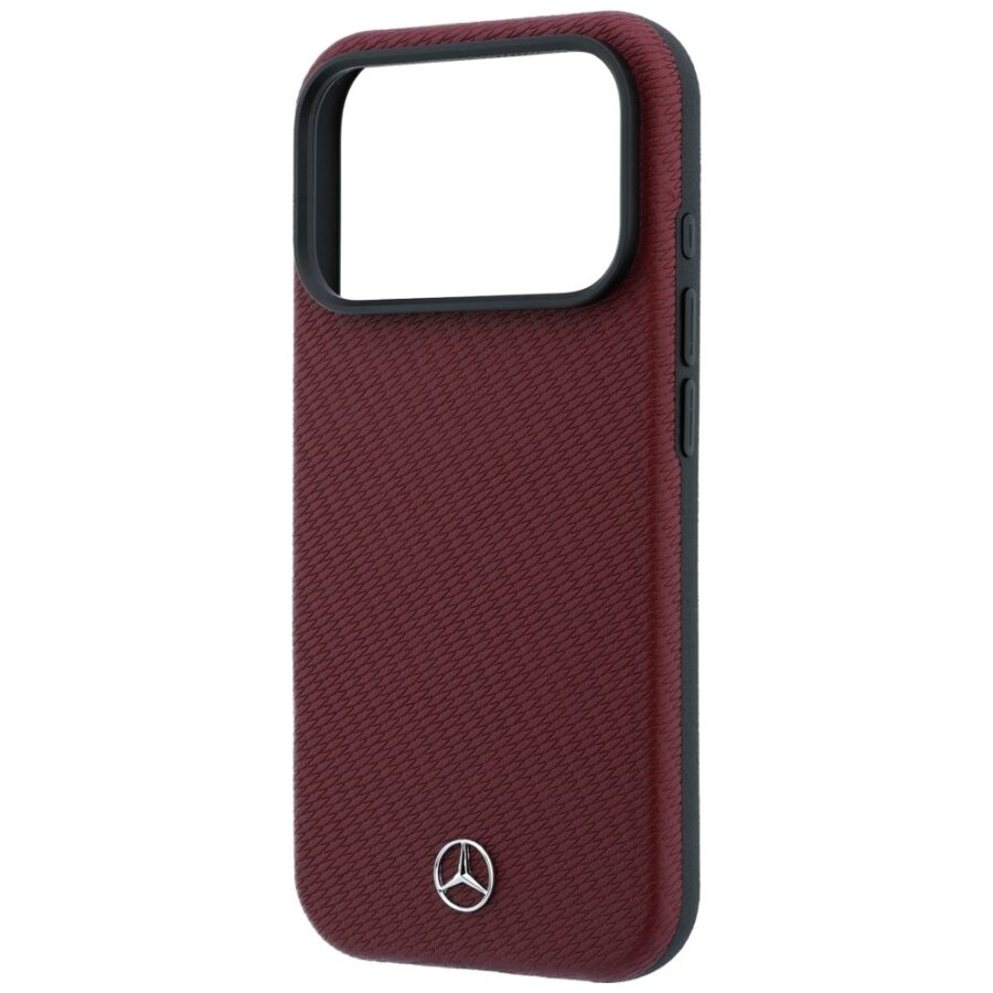 Zestaw etui + portfel Mercedes Grill Pattern Leather MagSafe do iPhone 18 Pro / 17 Pro burgundowy