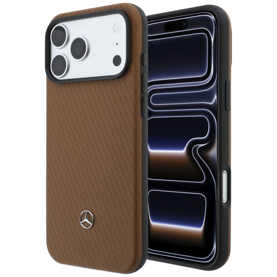 Zestaw etui + portfel Mercedes Grill     Pattern Leather MagSafe do iPhone 18 Pro Max / 17 Pro Max camel