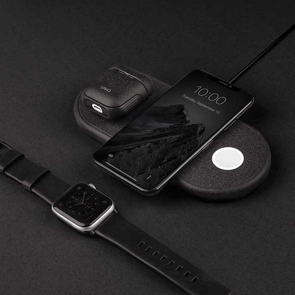 UNIQ Ład. indukcyjna Aereo 3w1 10WFast charge czarny/charcoal black (LITHOS Collective)