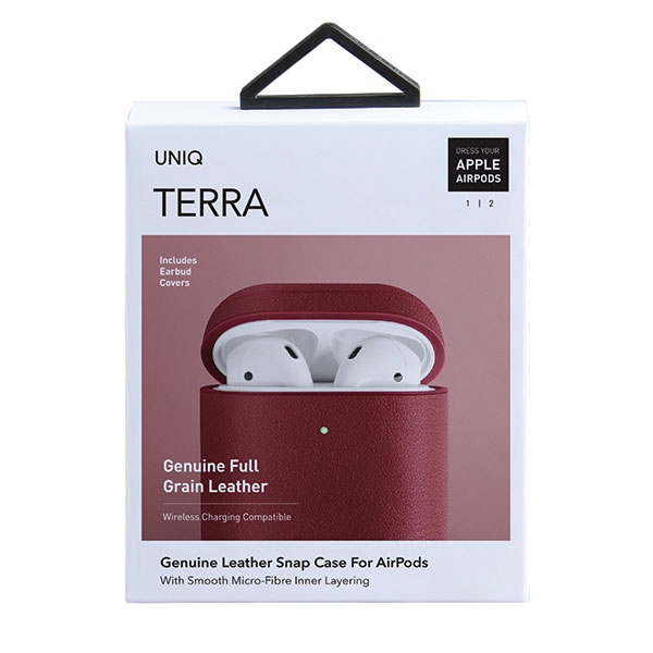 UNIQ etui Terra AirPods 1/2 gen.Genuine Leather czerwony/red