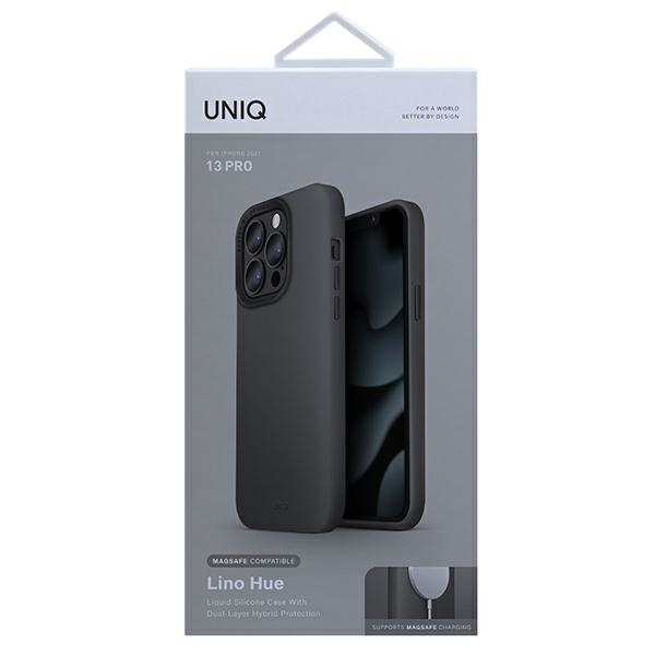 UNIQ etui Lino Hue iPhone 13 Pro / 136,1" szary/charcoal grey MagSafe