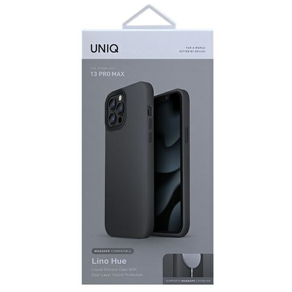UNIQ etui Lino Hue iPhone 13 Pro Max6,7" szary/charcoal grey MagSafe
