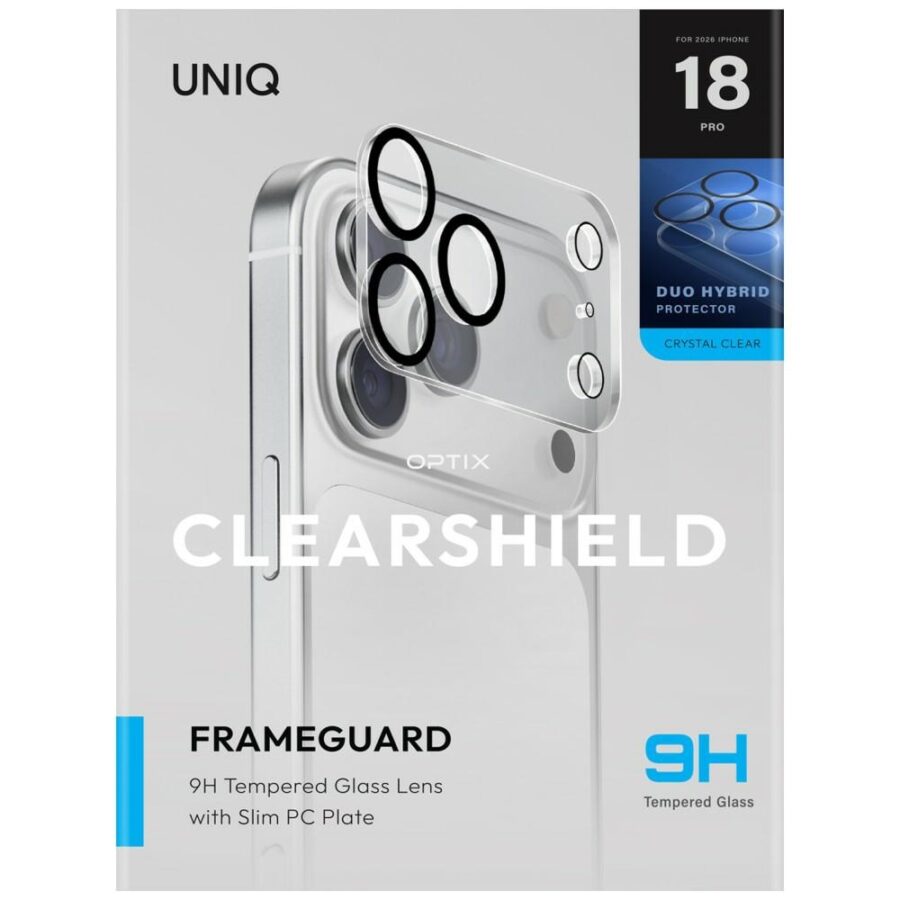 Szkło na obiektyw aparatu UNIQ Optix     Clearshield Frameguard Camera Lens Protector do iPhone 18 Pro crystal clear z aplikatorem