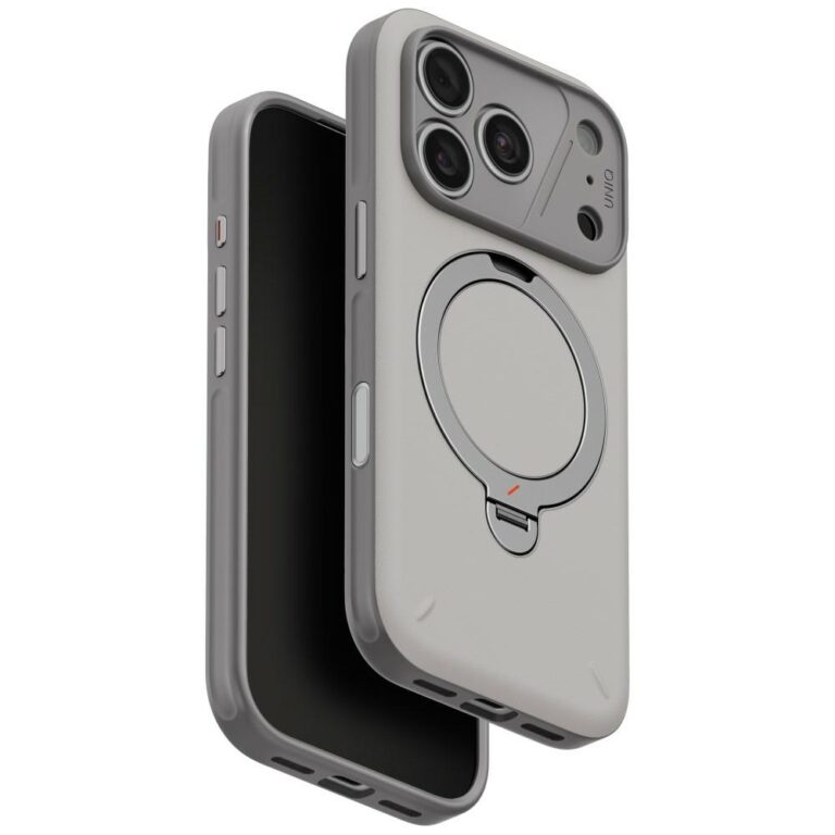 Etui UNIQ Elix do iPhone 18 Pro / 17 Pro 360 Rotating Kickstand jasnoszary
