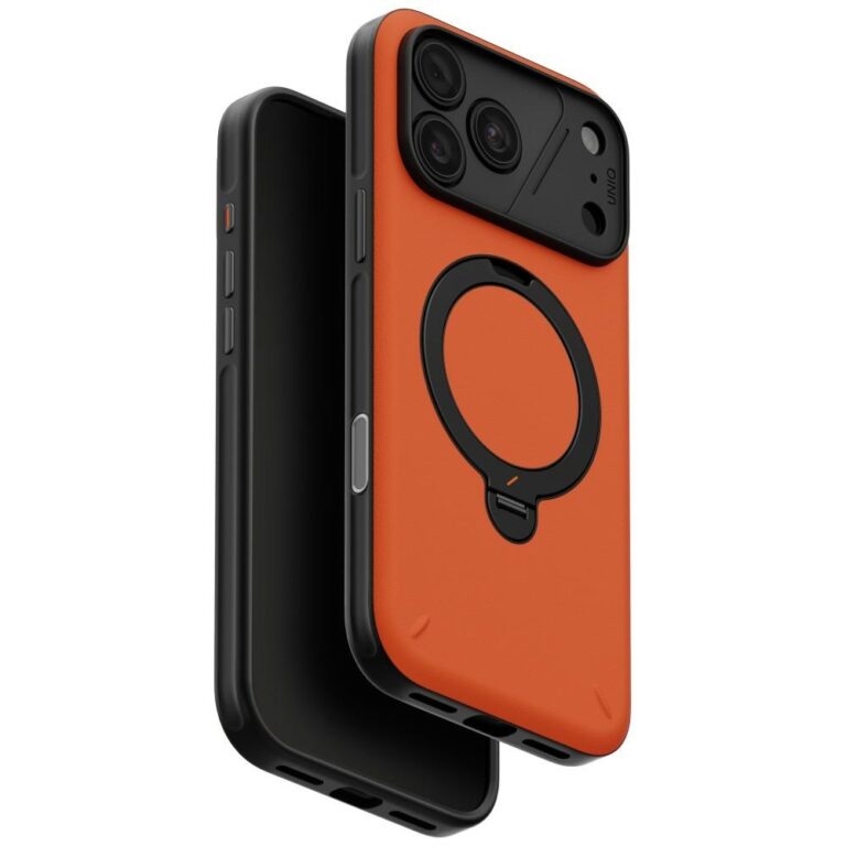 Etui UNIQ Elix do iPhone 18 Pro Max / 17 Pro Max 360 Rotating Kickstand pomarańczowy